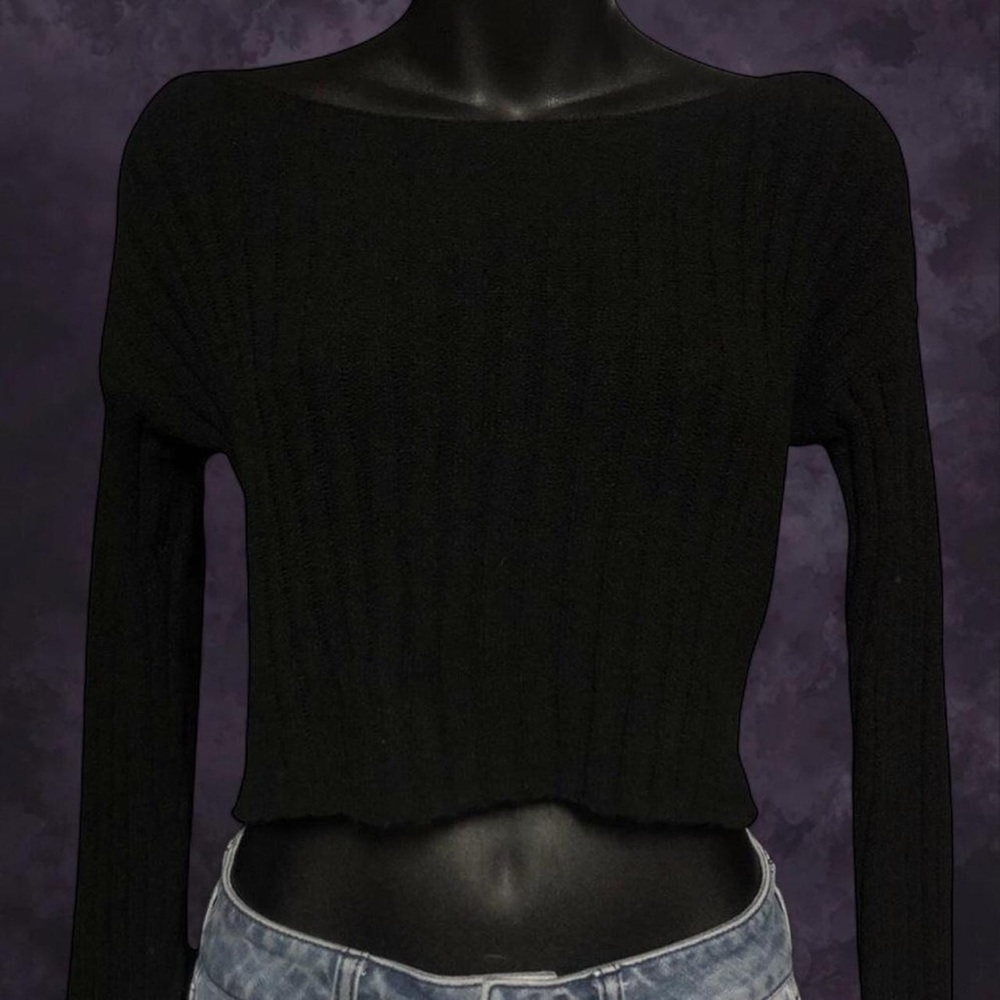Garage Black Knit Crop Top